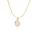 Irregular geometric necklace with rose quartz style pendant and 18K gold plated chain - Gold Pink Bead Chain Style (N04669G-1)