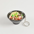 Miniature Japanese seafood bowl keychain with realistic shrimp and sashimi details - Squid Rice Bowl
