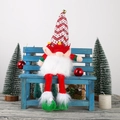 Gnomo de Navidad luminoso de peluche con luces y piernas largas para decoración festiva - Gnomo con gorro de rayas rojas y blancas (con luz)