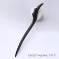Elegant ebony wood hair pin in minimalist black finish, length approx 18cm for women - Simple Feather