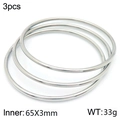 Set of 3 minimalist silver-tone 18k plated stackable bangles with 65mm inner diameter - 3Pcs Set-Silver (KB184097-LO)