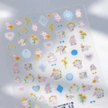 5D embossed nail sticker TS-4003 featuring rabbits and osmanthus flowers - Osmanthus Rabbit (TS-4003)
