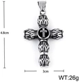 Vintage steel cross pendant with crown portrait and blue turquoise inlay details - Vajra Cross Distressed Style (KP100089-WGYR) / Pendant Only