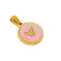 18K gold plated titanium necklace featuring pink Taurus constellation round pendant - Taurus - Single Pendant
