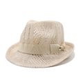 Beigefarbener Strick-Jazzhut mit Schleife für sommerlichen Sonnenschutz am Strand - M(56-58cm) / Beige