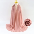 Pink pearl chiffon hijab scarf for women with soft bubble texture and detail view - Pink