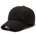 Dark brown winter baseball cap with thick warm lining and silver metal decorative buckle - Adjustable / Coffee