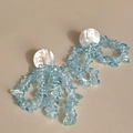Detalle de borlas de cuentas azul claro y pernos de concha blanca en estos pendientes - Perno de plata-Azul