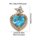 Golden heart pendant with a large blue gemstone and sparkling clear zircons around it - Ysn015-12 / 18K Gold