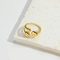 Anello aperto placcato oro 14K con tre sfere lucide dal design minimalista - Stile a Tripla Sfera