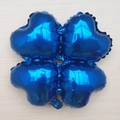 Deep blue heart-shaped four-leaf clover foil balloon with a shiny metallic finish for party decor - Blue