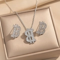 Parure bijoux argentée avec collier et boucles d'oreilles lettre B dans un coffret doré - Parure Collier et Boucles d'Oreilles (263 Parure Argent)