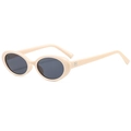 Gafas de sol retro ovaladas beige con lentes gris oscuro y diseño vintage minimalista - Beige