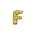 Detailed view of a gold-plated letter F charm featuring sparkling micro-pave crystals - English Letter F (DB241107-F)