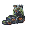 Three-piece school backpack set with navy blue dinosaur skeleton print for boys - Glow-in-the-Dark Dinosaur 3-Piece Set