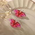Pink and black patterned butterfly moth acrylic earrings in a textured ceramic dish - Pink Butterfly Earrings (Rose Pink)