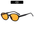 Retro oval sunglasses with black frame and orange transparent lenses, variant C2 - Black Frame Yellow Lens