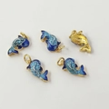 Blue and green cloisonne enamel fish charms with golden finish for DIY jewelry - 16# Small Fish Pendant 19X10mm / 1 Piece