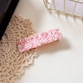 Pink acetate wavy hair clip with white pearl accents and marble pattern on lace - 7cm / Pink