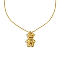 Collar de acero inoxidable con colgante de oso bañado en oro 18K y cadena serpiente - Collar de Cadena de Serpiente Fina con Colgante de Oso / Dorado