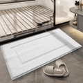 Tapis de bain en peluche blanc avec bordure double sur sol en marbre - 40*60cm / Renaissance - Blanc