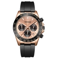 KIMSDUN rose gold chronograph watch with black tachymeter bezel and silicone strap - 1810 Rose Gold Case Rose Gold Dial - Silicone Strap (Hollow Bottom)