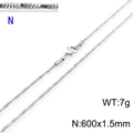Silver stainless steel snake bone chain necklace 1.5mm thin round woven link for men and women - Silver (KN203707-Z)