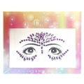 Purple and clear acrylic face jewels on card for kids' festive makeup decoration - Style DE-9-5 / Purple/Transparent