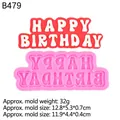 Stampo in silicone rosa Happy Birthday per decorazione torte e cioccolato fai-da-te - Lettere Collegate Buon Compleanno / Rosa