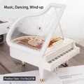 White piano music box with rotating ballerina figurine, size 17x18x22cm, wind-up mechanism - 2042 Large with Girl