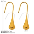 Polished gold teardrop gourd earrings in stainless steel with 29.7mm height measurements - Teardrop Style (EH569) / Gold