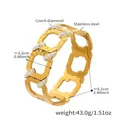 Detailed dimensions of 18k gold plated honeycomb bangle with cubic zirconia crystals - Z329-Geometric Hollow Links / Gold