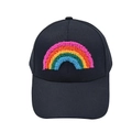 Casquette de baseball noire pour enfants avec broderie arc-en-ciel sur fond blanc - Noir-Style Enfant