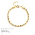 5mm 14k gold plated stainless steel twist rope anklet with adjustable lobster clasp - 5MM Gold