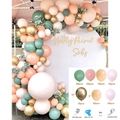 Sage green and peach balloon arch kit with golden accents for wedding party decoration - Style 3
