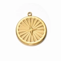 Goldener Edelstahl-Anhänger mit Sonnenstrahlen-Design und Sternenmotiv in der Mitte - Runder Stern