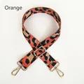 Detail of adjustable orange leopard print strap with gold metal hooks for handbags - Orange
