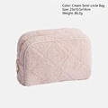 Quilted cream fleece makeup bag with star charm and semicircular design, 23x10.5x14cm - Cream Semi-circle Bag