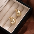 Polished gold teardrop earrings for women in a sleek minimalist bean shape design - Gold Small Water Drop