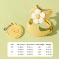 Yellow dog harness and leash set with daisy embroidery and detailed size chart - XS / Yellow