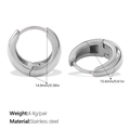 Sleek silver stainless steel hoop earrings with 14.9mm inner diameter and 4.4g weight - EH211S Style (EH211S) / Silver