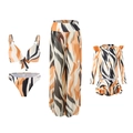 Matching family swimwear set with orange and black tiger print for mother and child - J241907 / 104