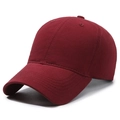 Classic wine red cotton baseball cap with six-panel structure and curved brim design - Adjustable / Red