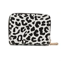 Classic black and white leopard print accordion card wallet with gold zipper - White & Black Leopard Print