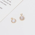 Ciondolo tondo in rame dorato con zircone incastonato per creazione gioielli fai-da-te - 19# Tondo Ciondolo Singolo (6*10mm)