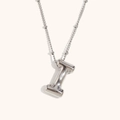 Collana con pendente a lettera I a palloncino in argento lucido minimalista - Colore Acciaio-I