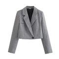 Completo da donna con blazer corto e minigonna a quadretti pied-de-poule bianco e nero - S / Giacca Pied de Poule