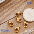 12mm lobster clasps in 18k gold plating shown with a coin for size reference - Gold Lobster Clasp (KLJ183-Z)