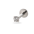 Titan-Labret-Stecker mit 1.2x8mm Druckstift und silbernem Zirkonstein mit vier Krallen - 2,5 mm Zirkon / Silber-Weißer Zirkonia