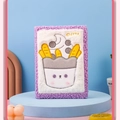 Funda de cuaderno de peluche violeta CHIPs con textura suave y bordado de dibujos - Helado / Púrpura (Helado/Papas fritas)